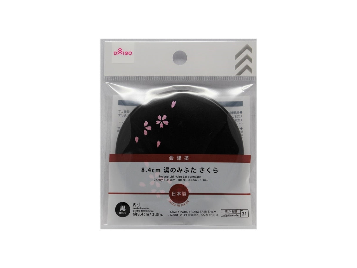 Cup Lid Cherry Blossom 8.4cm Black
