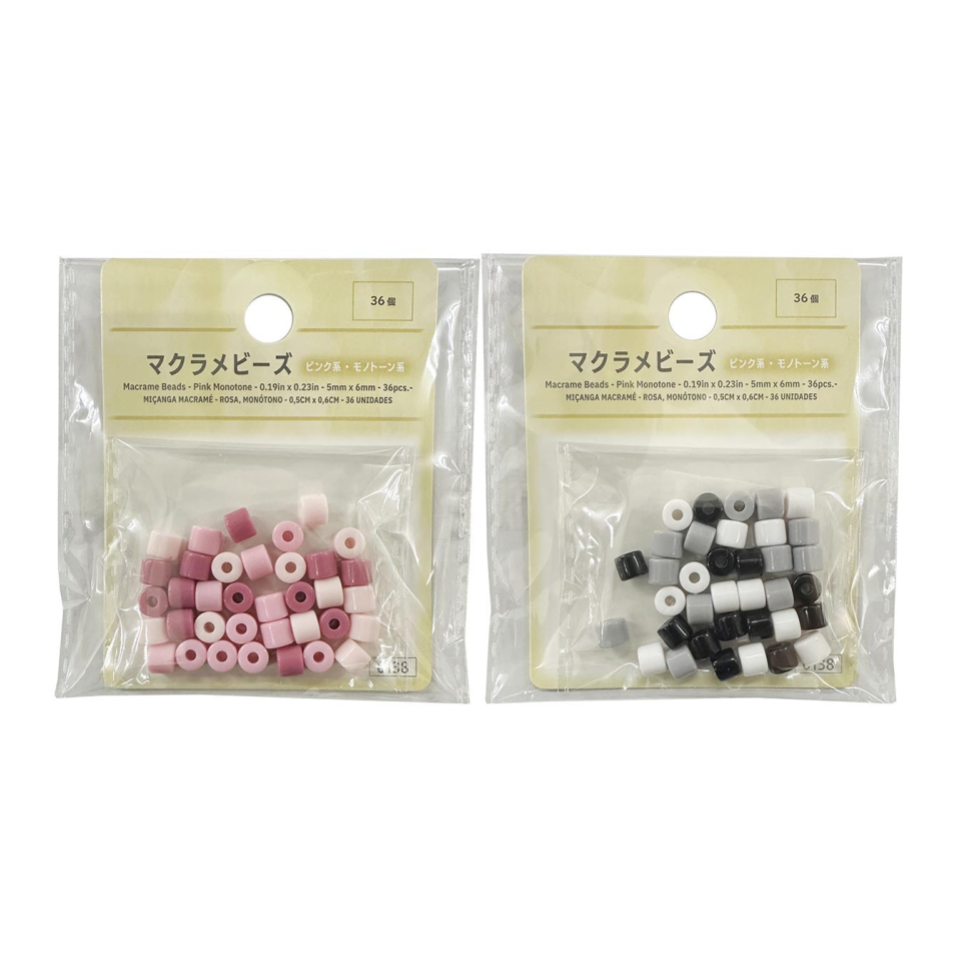 Macrame Beads Pink Monotone 0.19in x 0.23in 5mm x 6mm 36pcs
