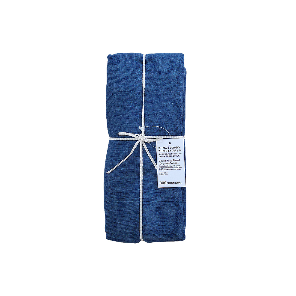 Gauze Face Towel Organic Cotton Navy Blue