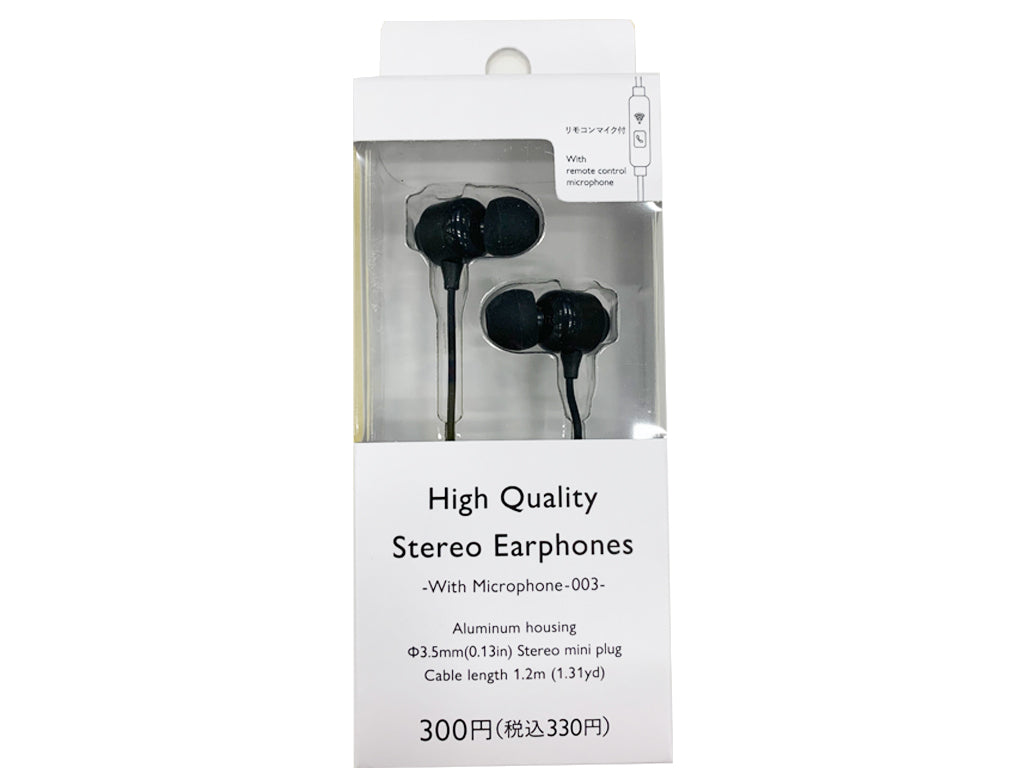 High Quality Stereo Earphones Black with Microphone 003