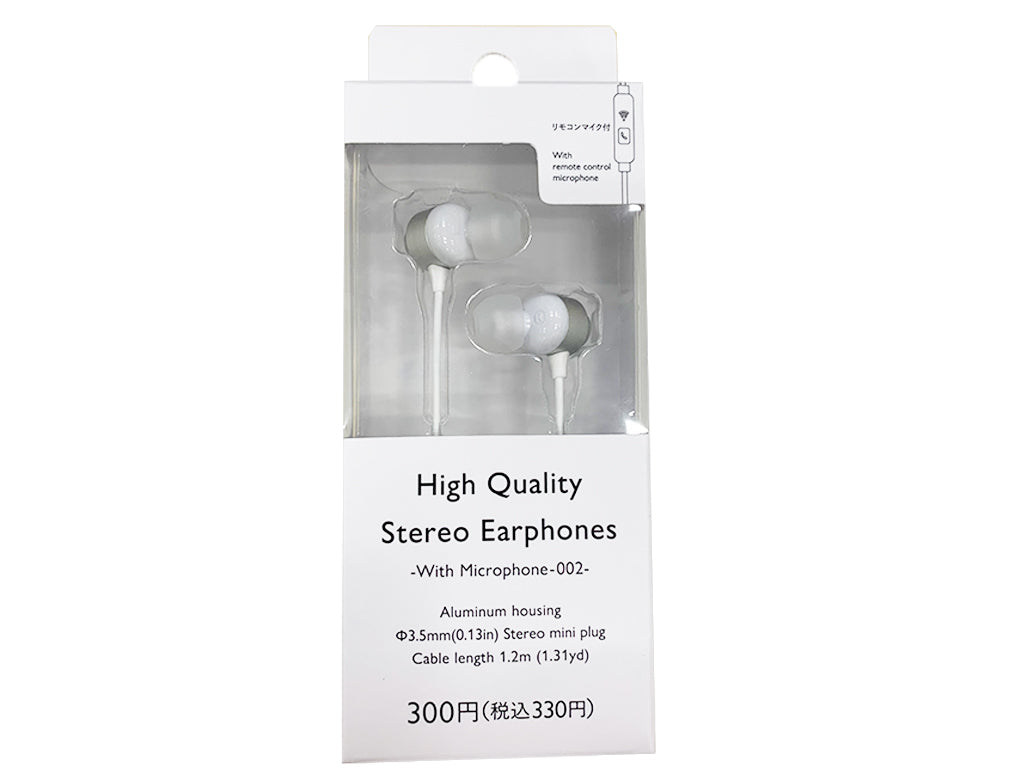 High Quality Stereo Earphones Silver with Microphone 002