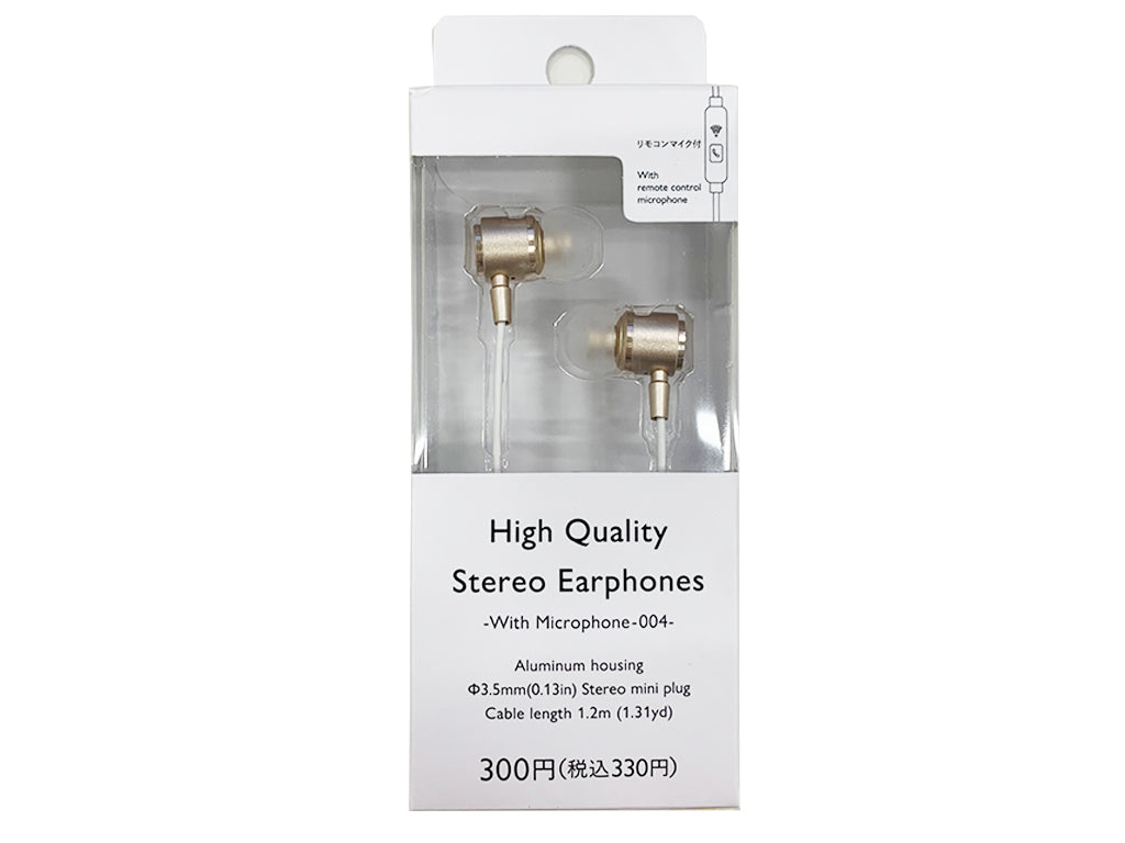 High Quality Stereo Earphones Gold with Microphone 004