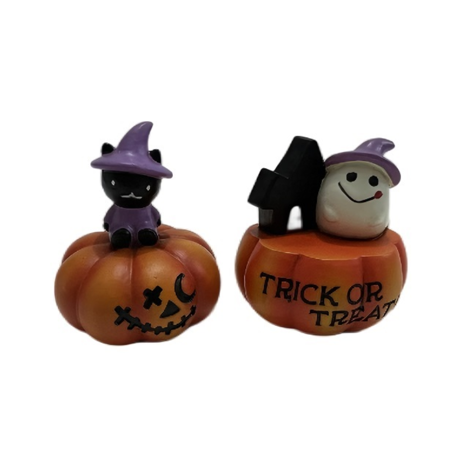 Halloween Ornament Characters on Top Pumpkin