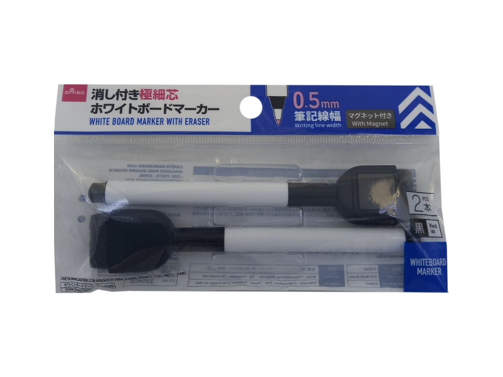 White Board Marker with Eraser Ultra-Fine Tip Black