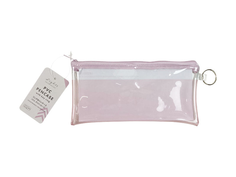PVC Pen Case with Key Ring Dusty Rose