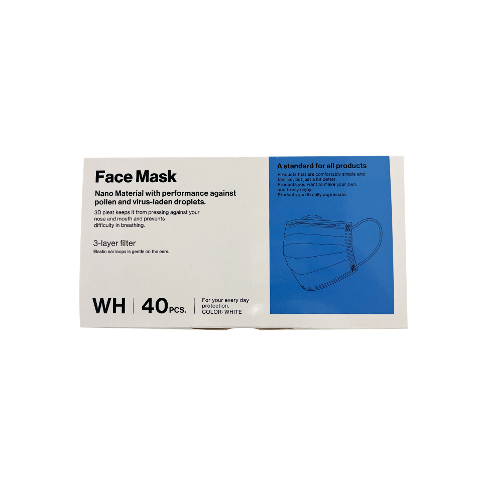 Colored Face Mask 40 Pieces Regular White