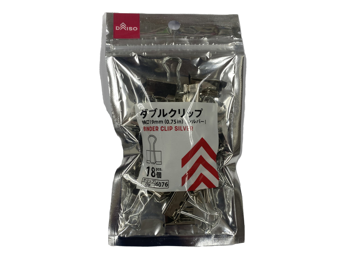 Binder Clip Silver Opening 19mm