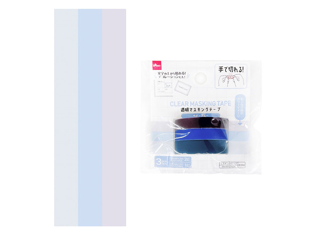 Clear Masking Tape Narrow Width Baby Blue