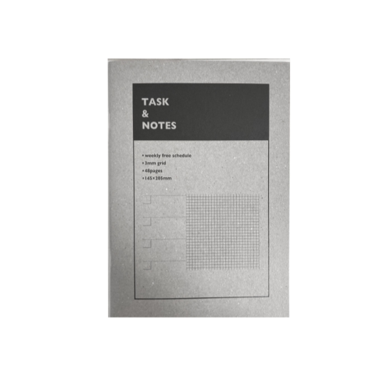 Task Management Notebook A5 Weekly Schedule 3mm Grid Grey