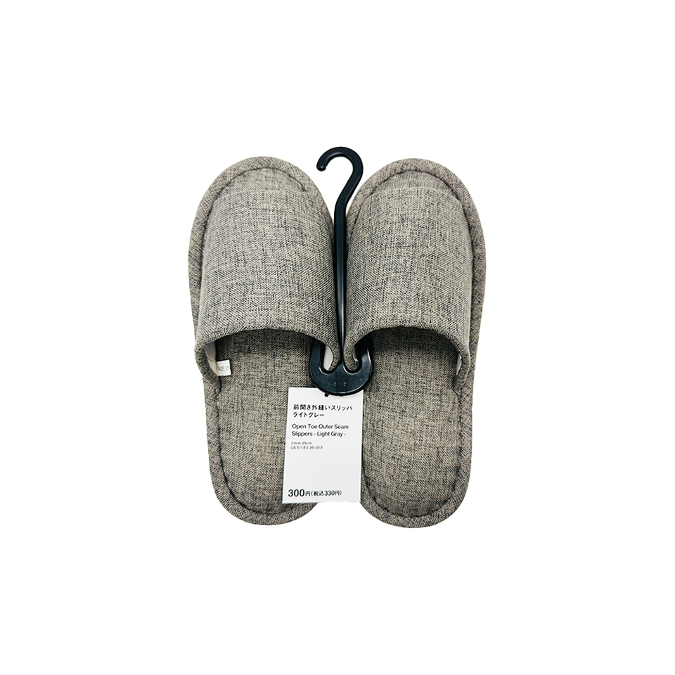 Open Toe Outer Seam Slippers Light Gray 23cm - 25cm