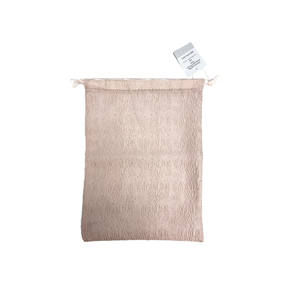 Drawstring Bag Embossed Flower Pink