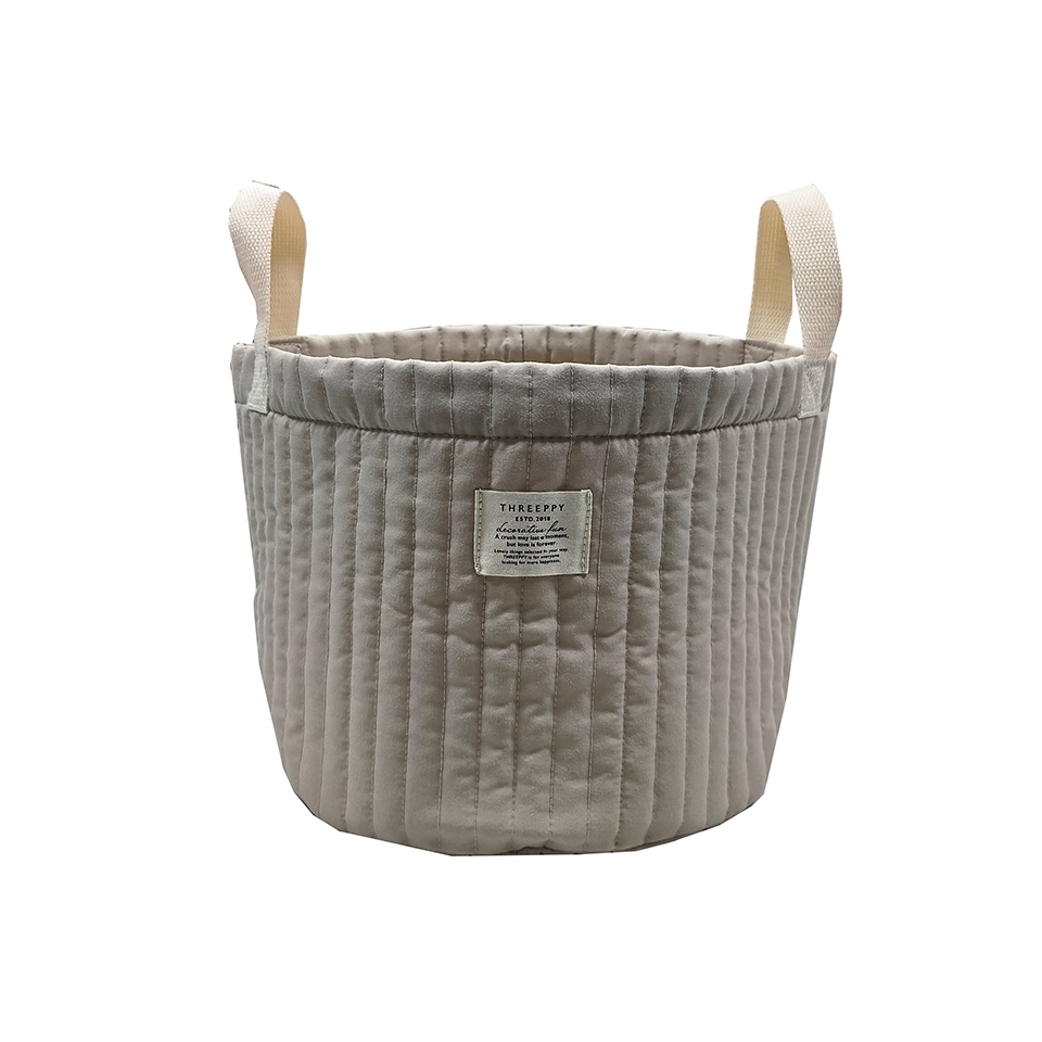 Quilted Round Storage Bag Beige