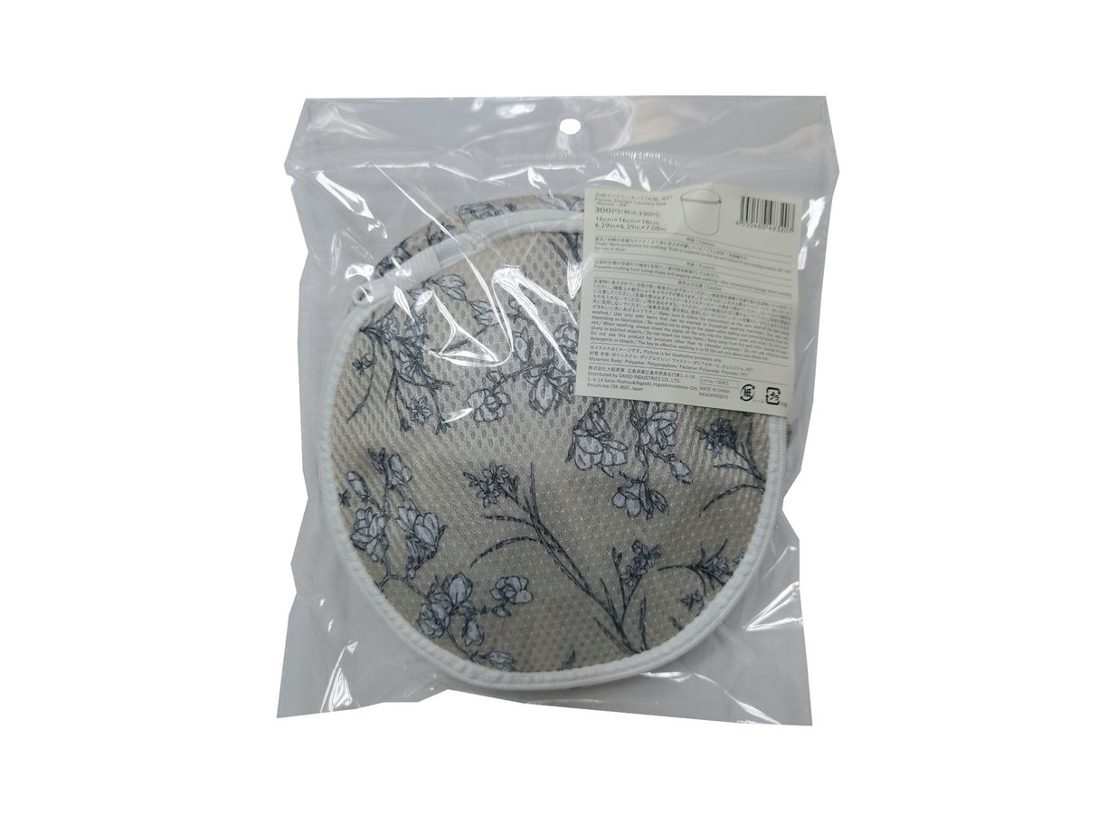 Flower Design Laundry Net Round Beige