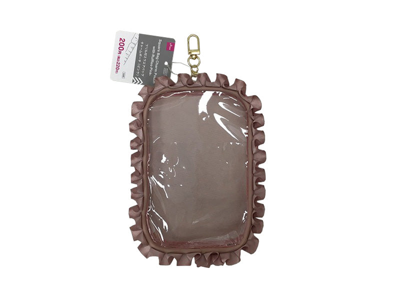 Favorite Pouch Square Bag Charm Pouch with Ruffles Pink