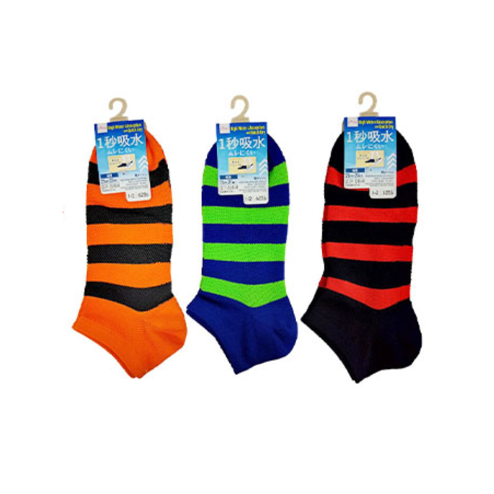 Absorbent Socks Mens Coarse Mesh Short Length Striped