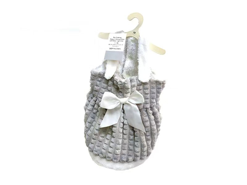 Pet Clothing Medium Camisole Dress with Ribbon Light Grey