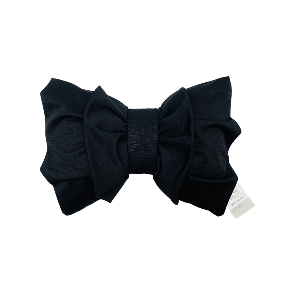 Frill Ribbon Cushion Glitter Black