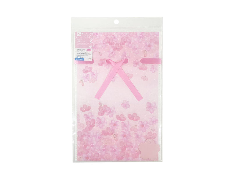 Drawstring Plastic Bag with Bottom Gusset Japanese Cherry Blossom 11.81in x 7.87in x 3.14in