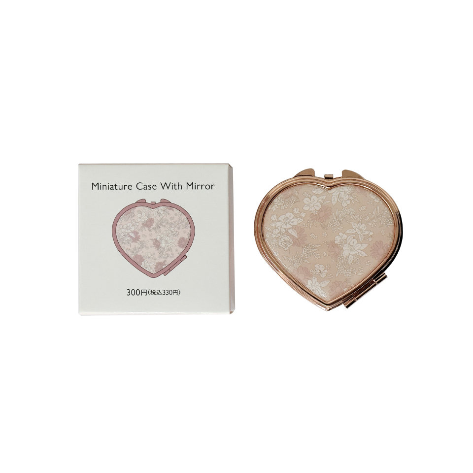 Miniature Case with Mirror Heart Pink