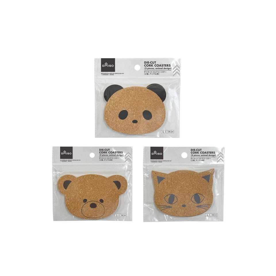 Die Cut Cork Coasters Animal Design 2 Pieces