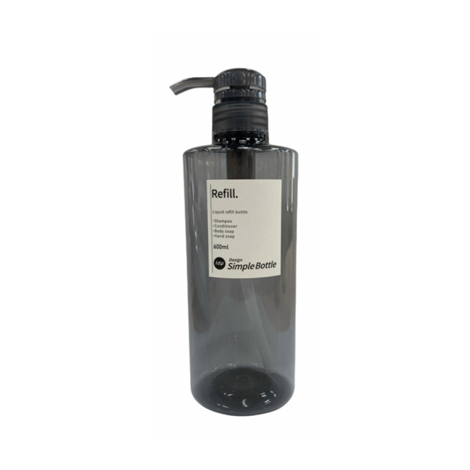 1DP Normal Pump Bottle 600ml Round Gray