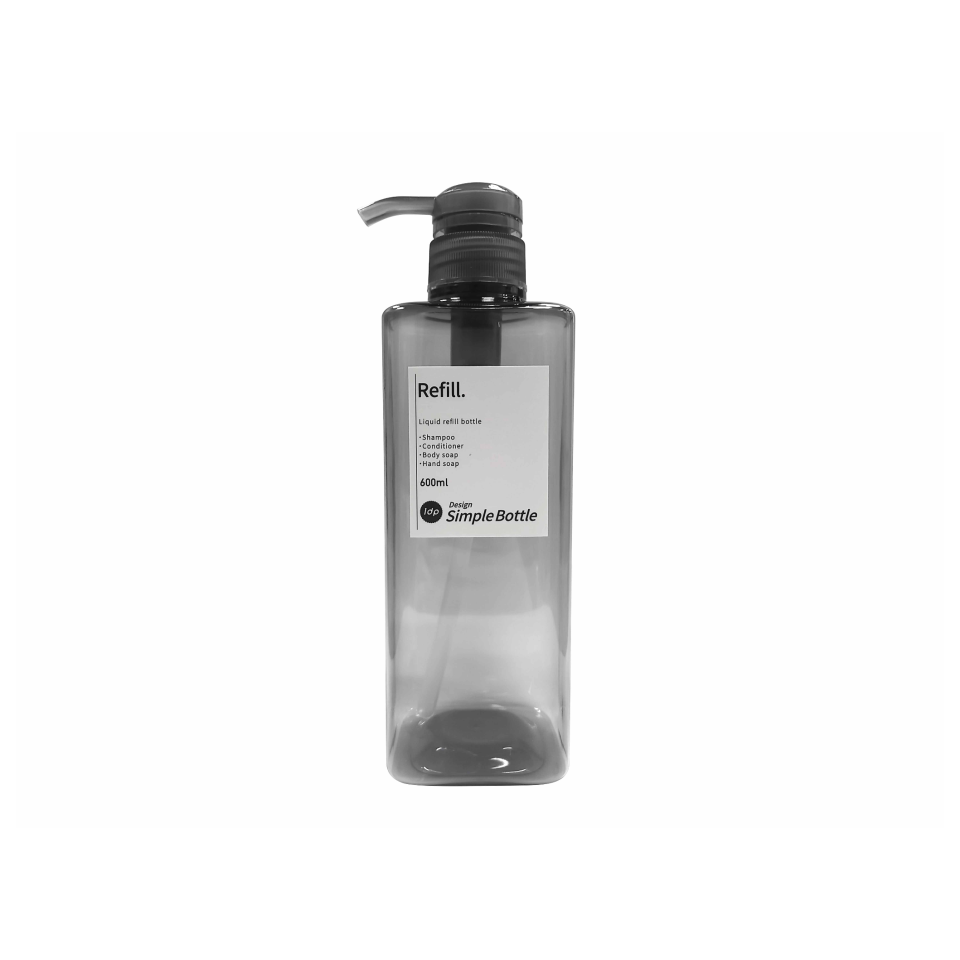 1DP Normal Pump Bottle 600ml Square Grey