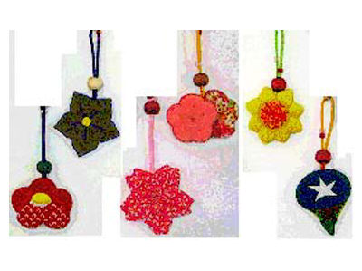 Chirimen Season Flowers Key Chain