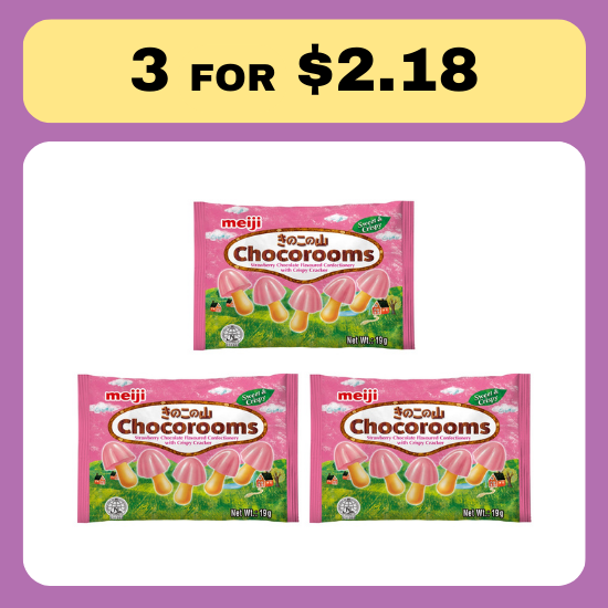 Meiji Chocorooms Biscuits Strawberry