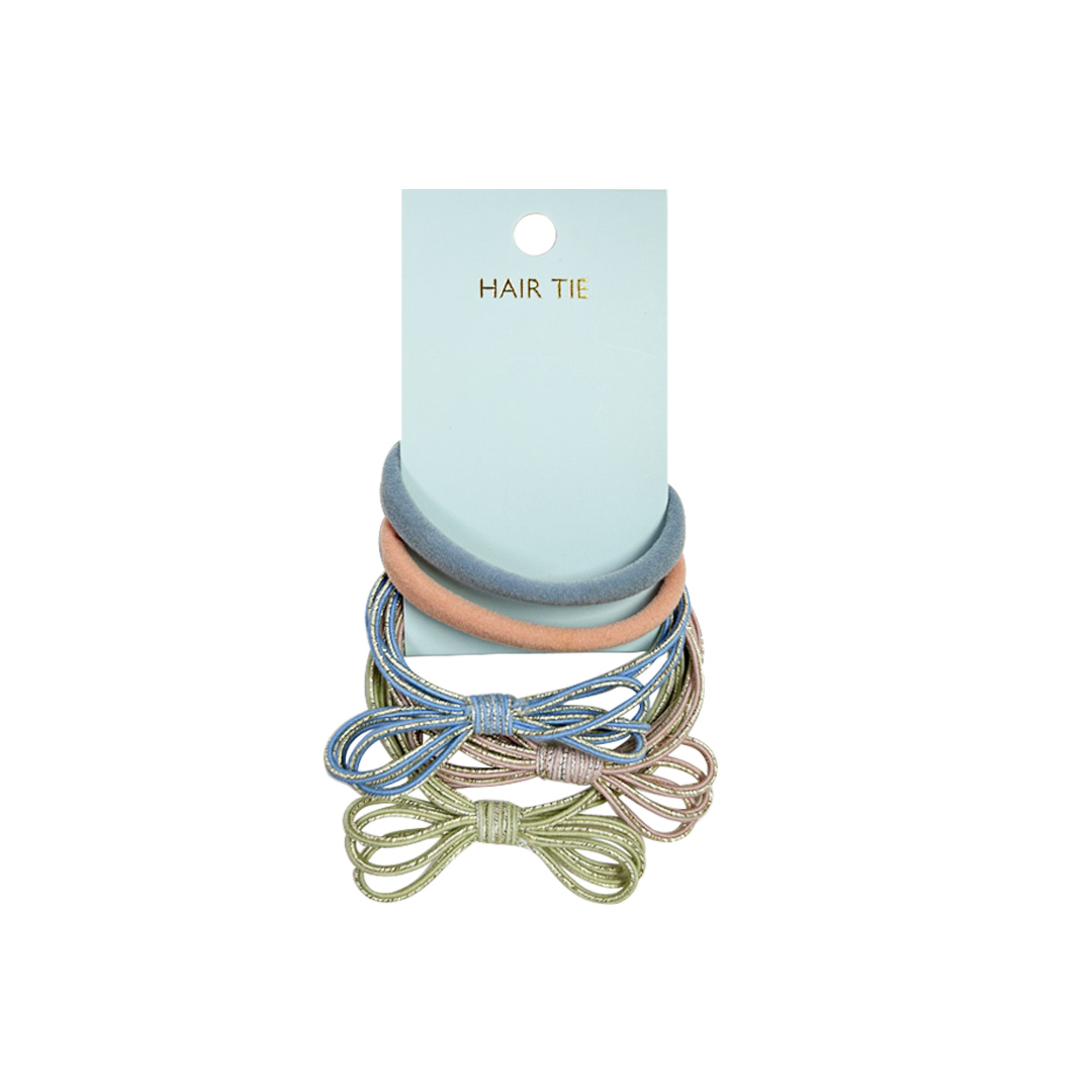 Hair Tie Set Gray Pink 5pc Set