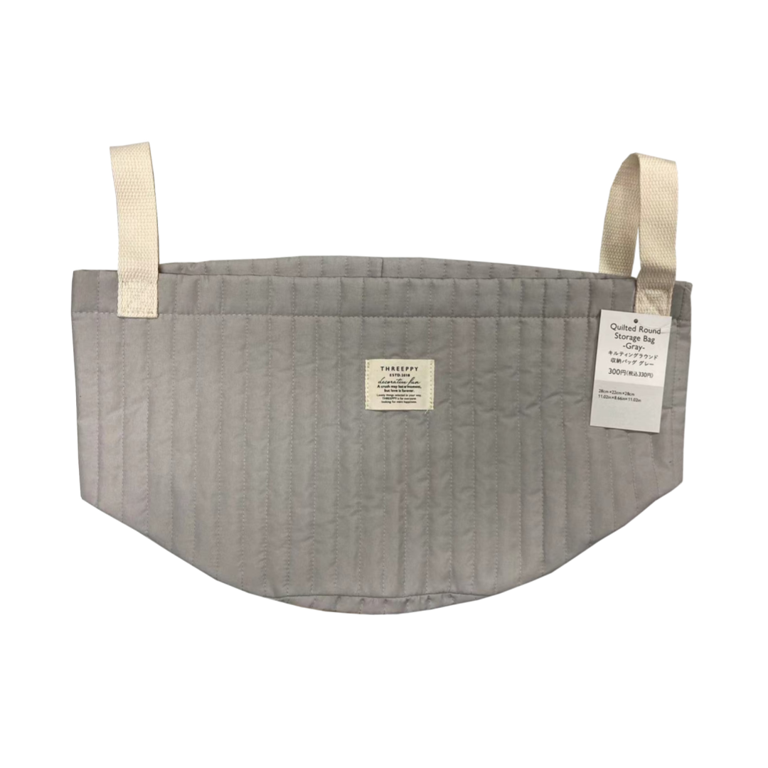Quilted Round Storage Bag Gray