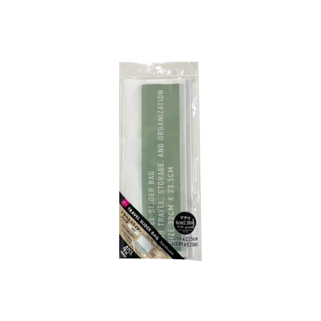 Travel Slider Bag Translucent with Gusset 32cm x 23.5cm