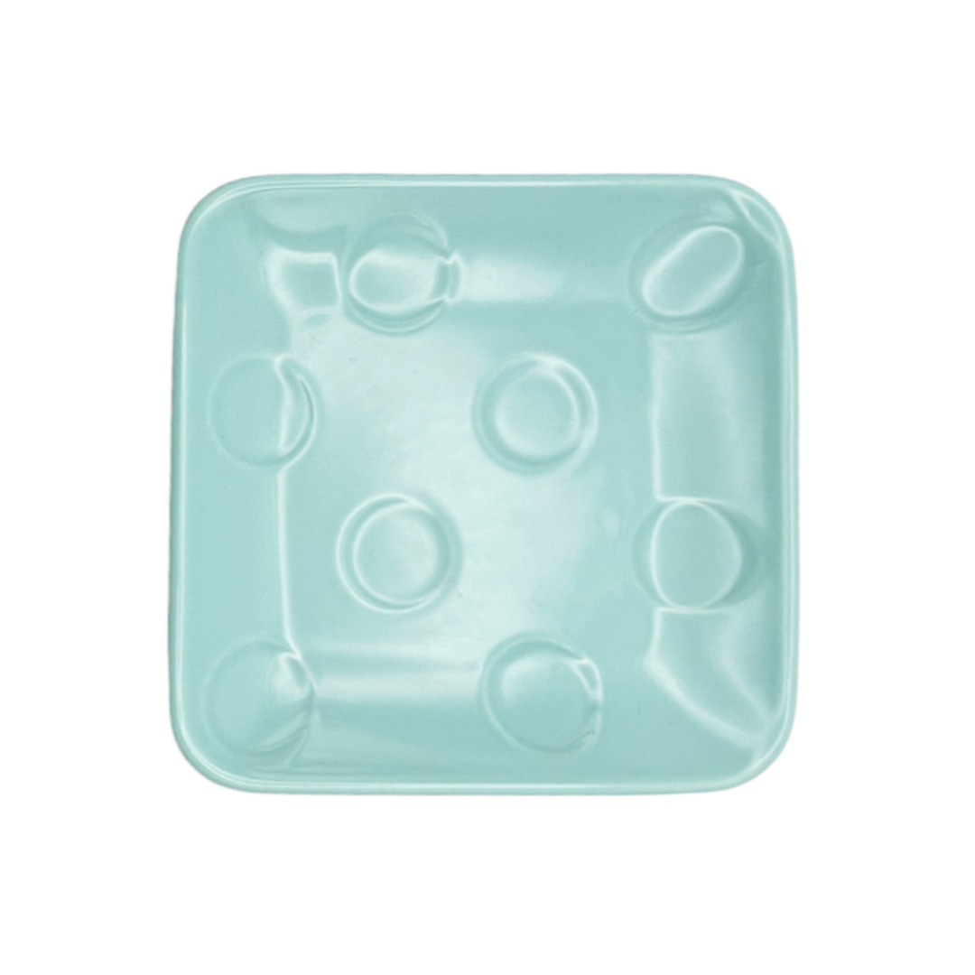 Square Plate Polka Dots Mint 10.5cm