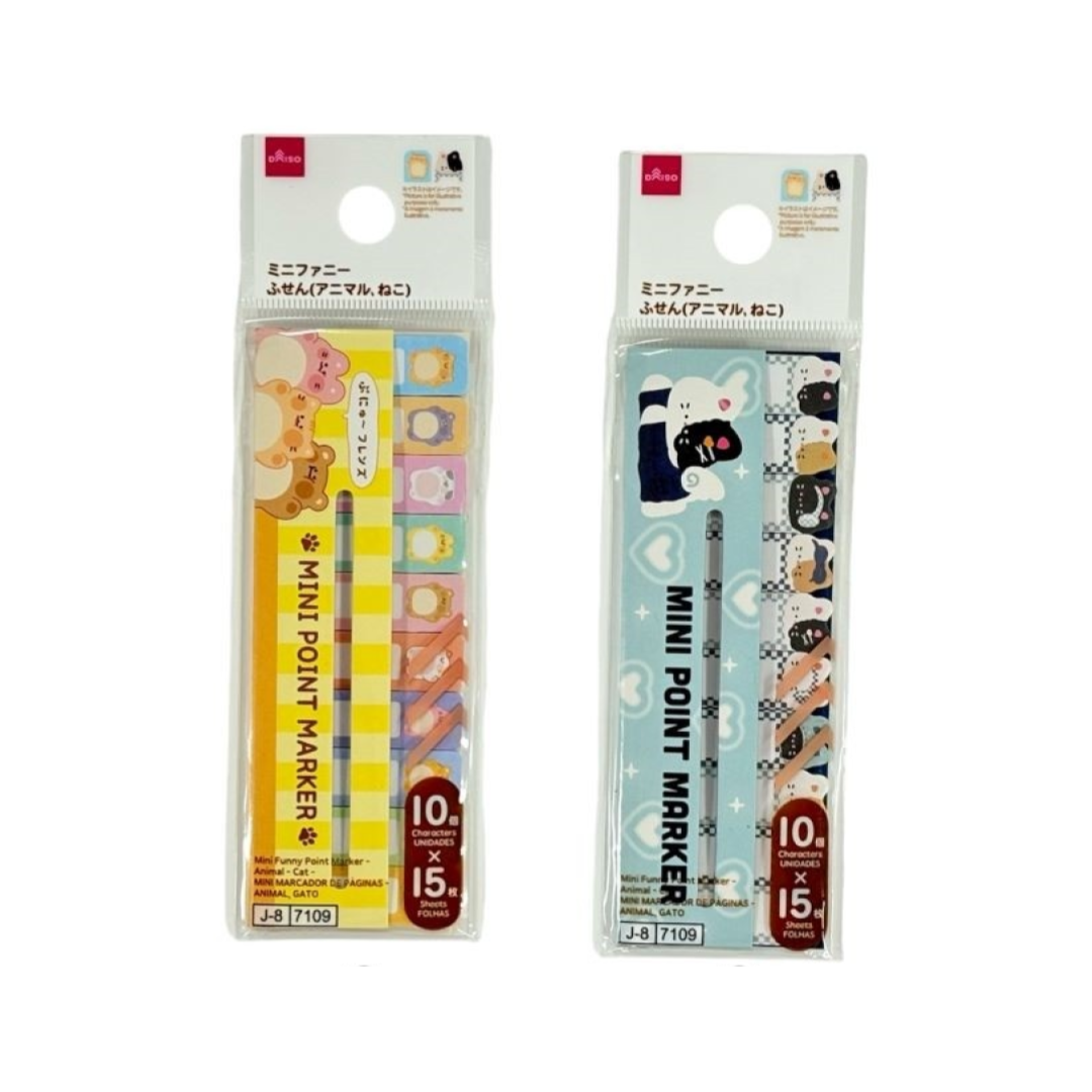 Mini Funny Point Marker 10 Characters 15 Sheets Animal Cat