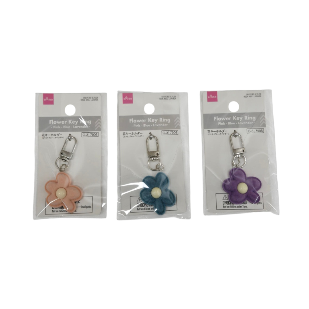 Flower Key Ring Pink/Blue/Lavender