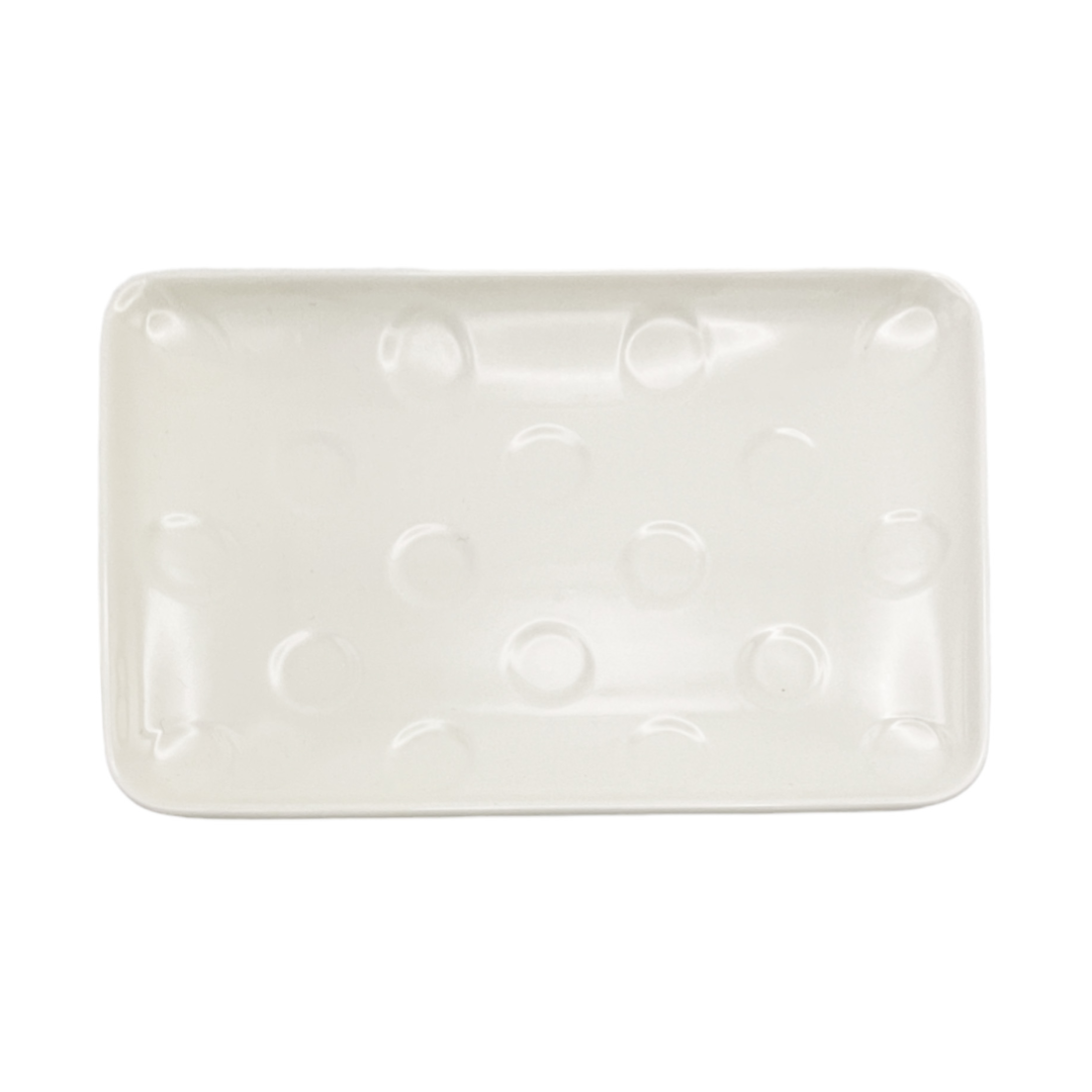 Rectangle Plate Polka Dots Ivory 19.5cm