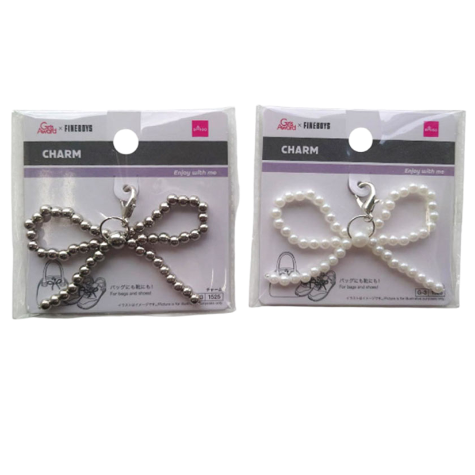 Charm Ribbon Silver Color Imitation Pearl