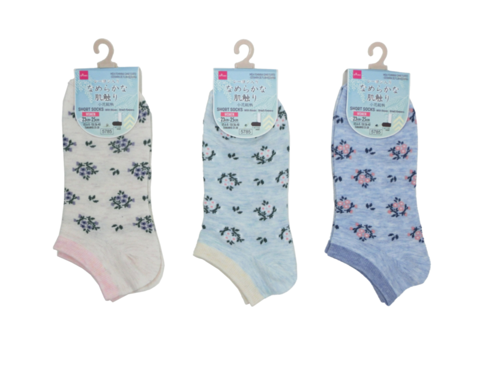 Short Socks with Rayon Small Flowers