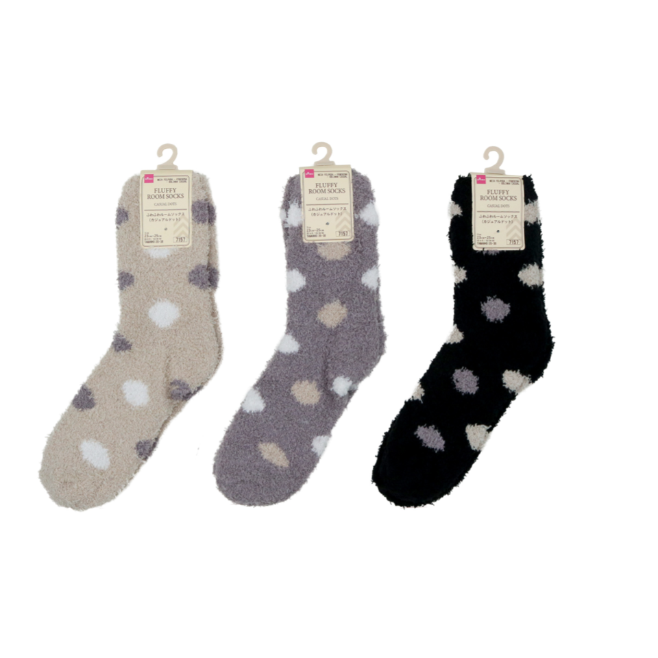 Fluffy Room Socks Ladies Casual Dots