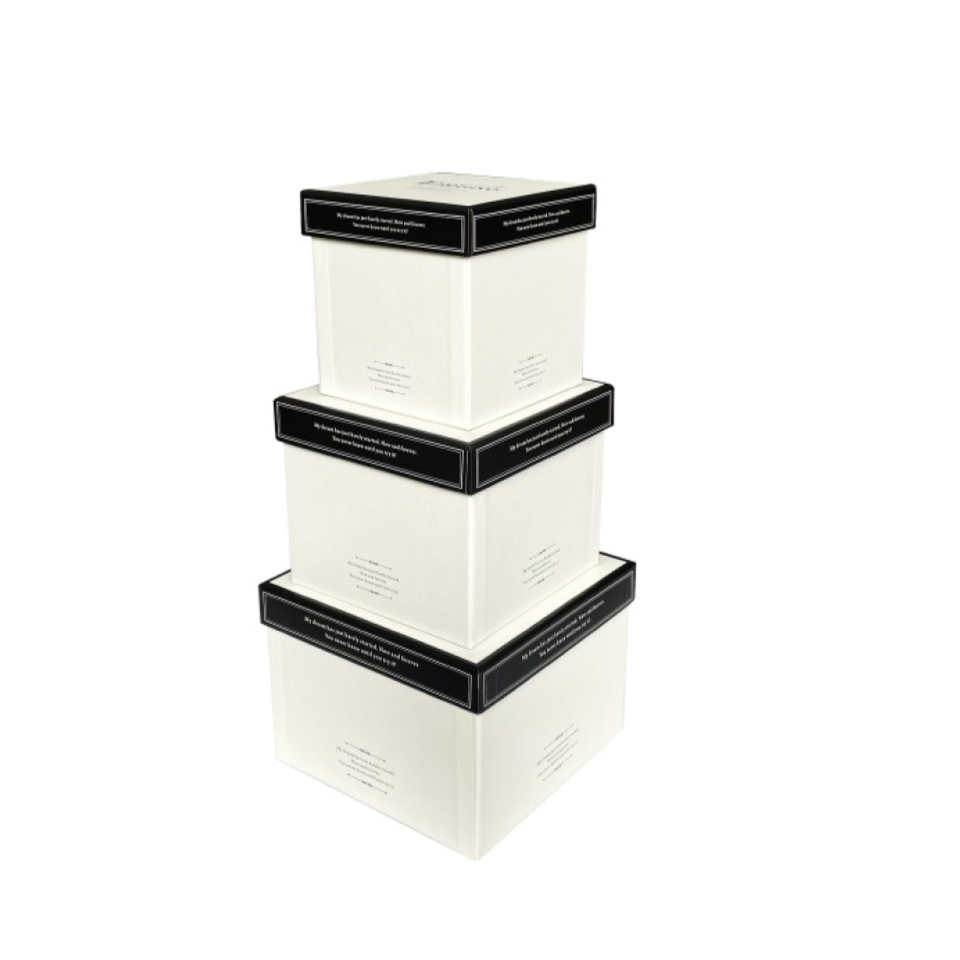 Paper Box Three Sizes Square Elegant Monochrome