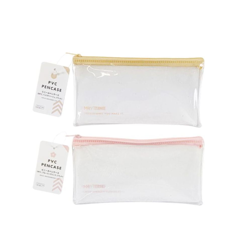 PVC Pen Case Blooming Pink Baked Beige Flat