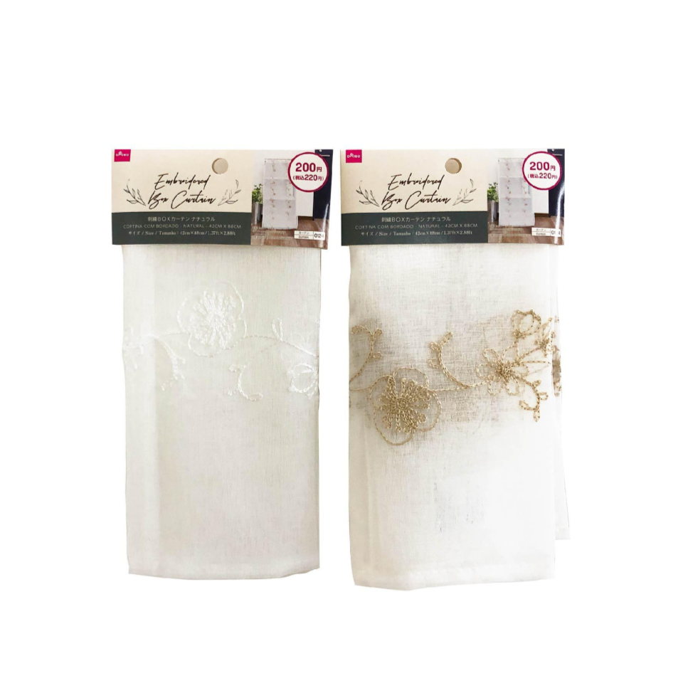 Embroidered Box Curtain Natural 42cm x 88cm