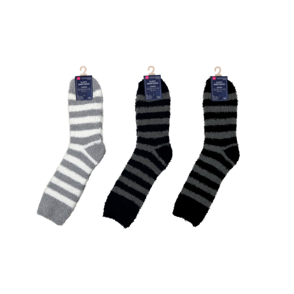 Fluffy Room Socks for Men Striped