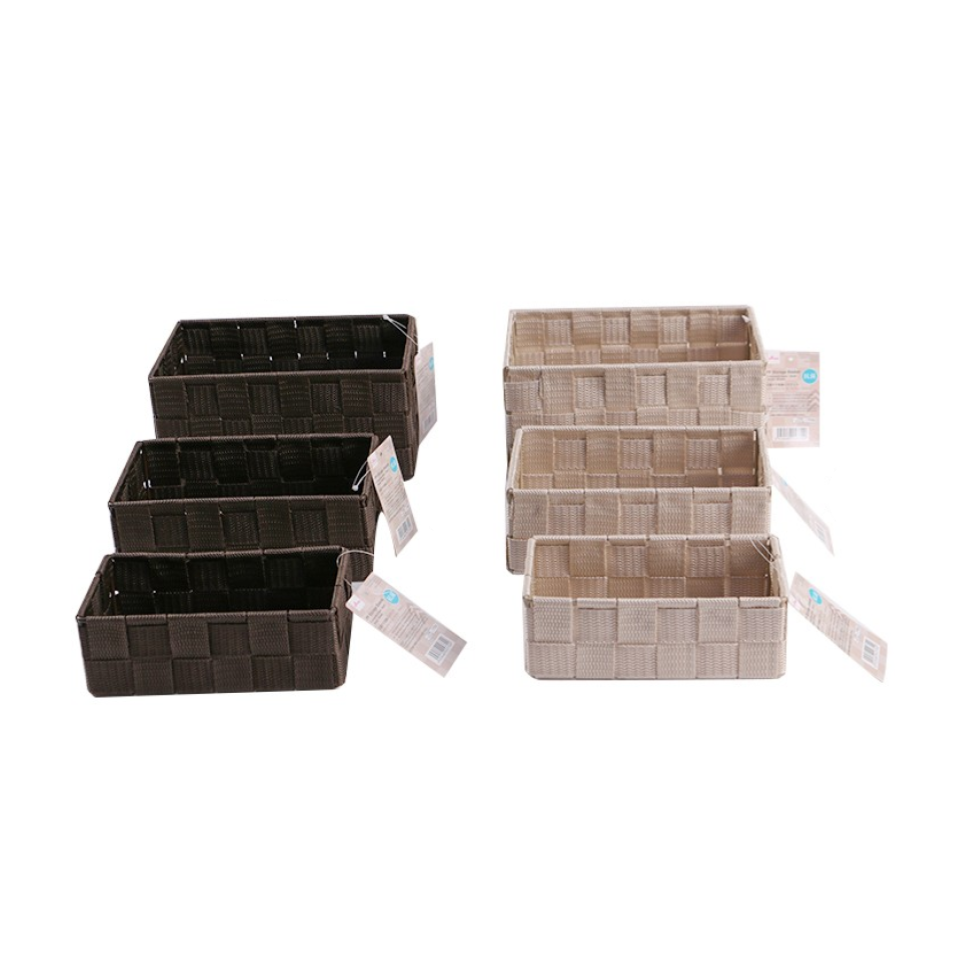 PP Storage Basket Assorted Sizes Beige/Brown