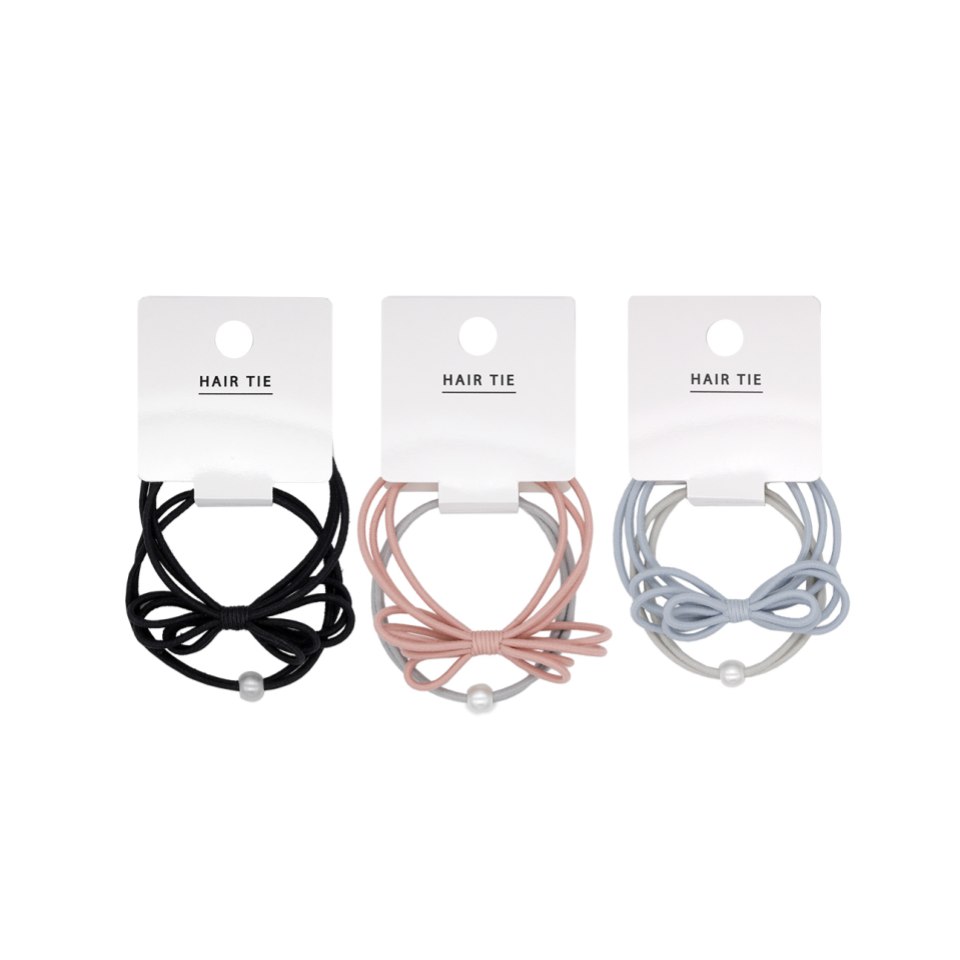 Hair Tie Set Ribbon Style and Fake Pearl