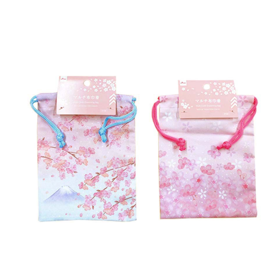 Multi Cloth Drawstring Bag Japanese Cherry Blossom