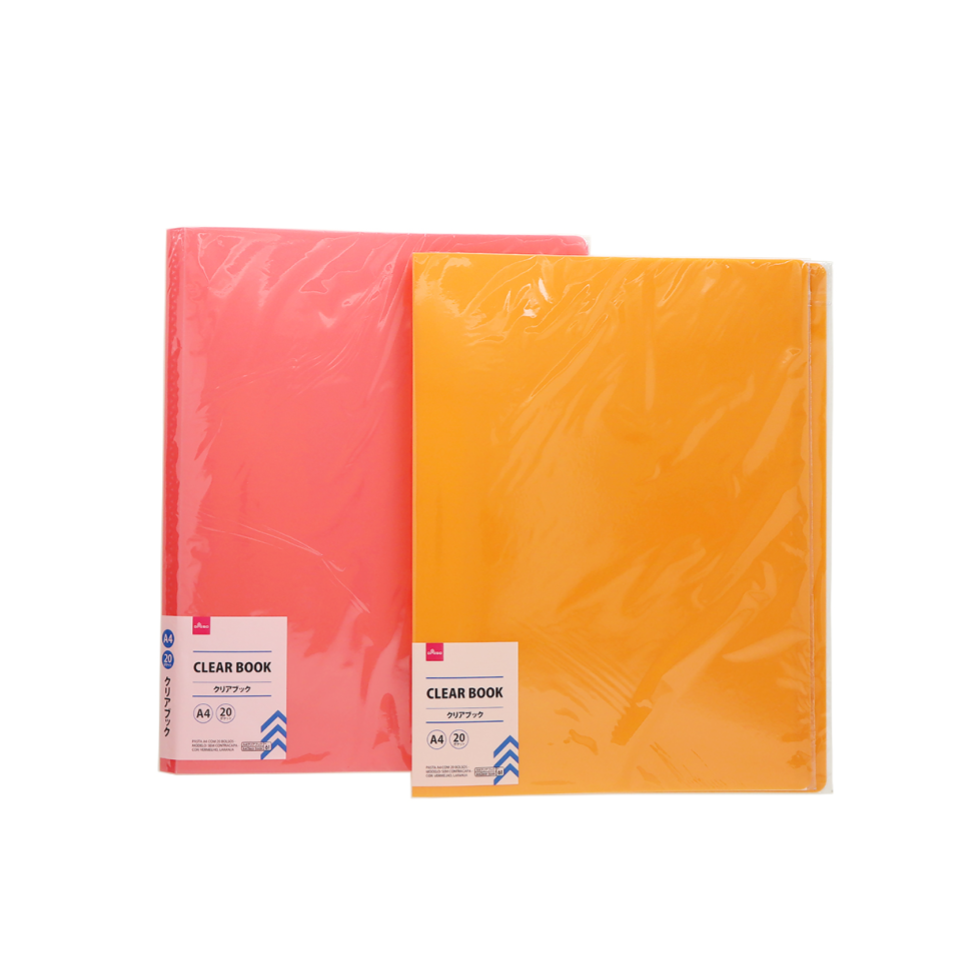 A4 Clear Book with No Spine Label Red/Orange