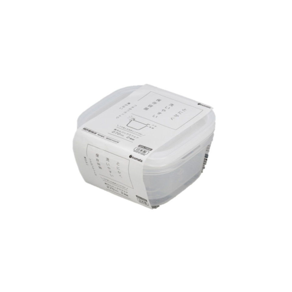 Plastic Food Pack Square 270ml 2pc Set Clear White