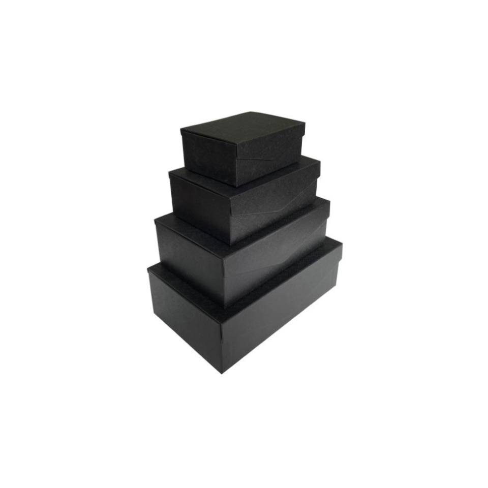Paper Box with Lid 4 Sizes Rectangular Black