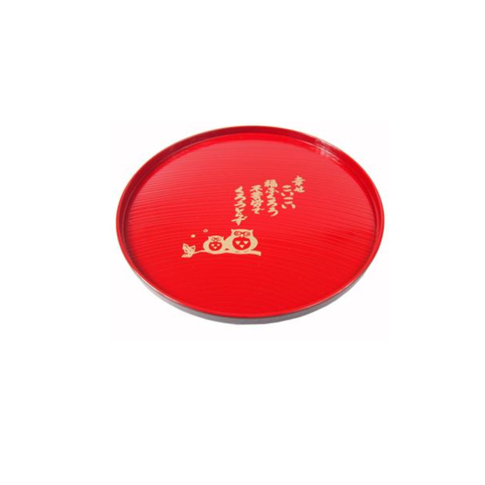 Owl Round Tray Red