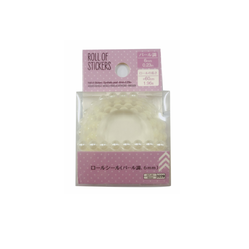 Roll of Stickers Synthetic Pearl 6mm